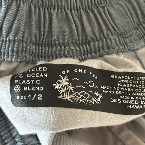 Of One Sea Swim Shorts size 1/2 Blue with retro side stripes. - Picture 4 of 7